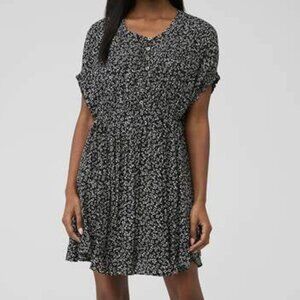Free‎ People One Fine Day Cinch Waist Mini Dress Drop Dolman Sleeve Floral Print